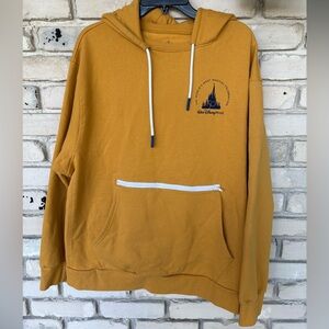 Disney Men's Mustard Yellow Zip-Up Hoodie with Mickey logo 50 years